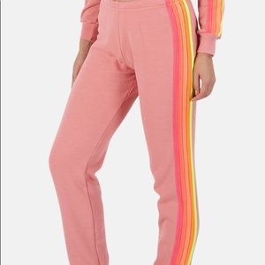 aviator nation 5 stripe pink sweats